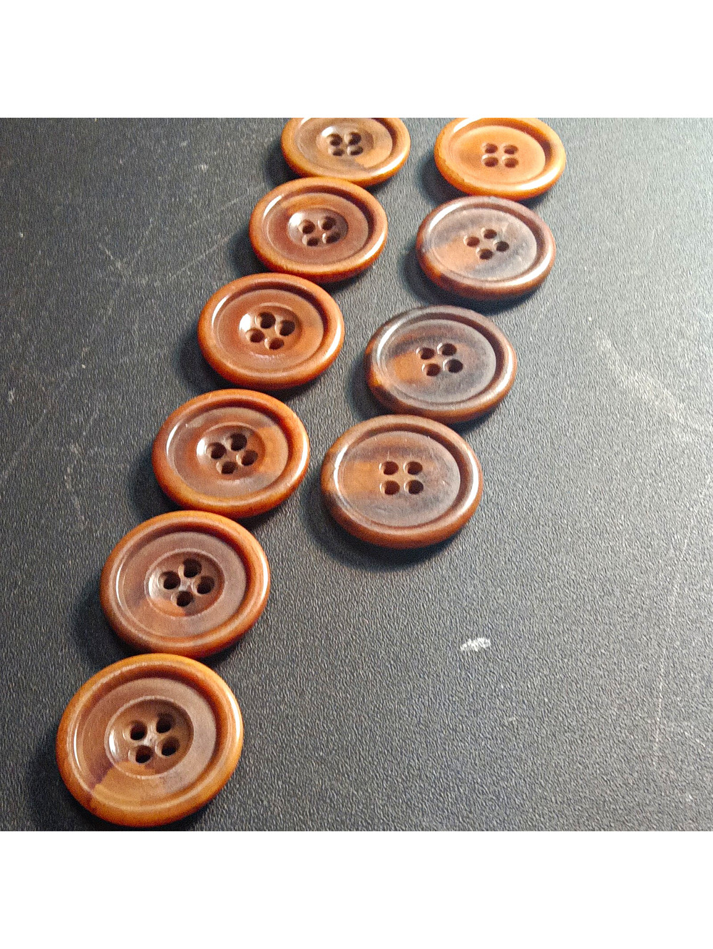 Brown Plastic Round Plain 4-Hole Flat Sewing Buttons Lot of 10 for Crafts